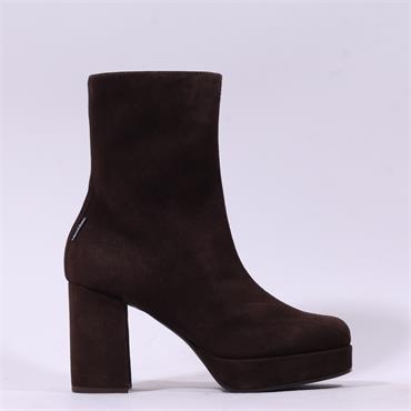 Marco Moreo Doha Platform Heel AnkleBoot - Brown Suede